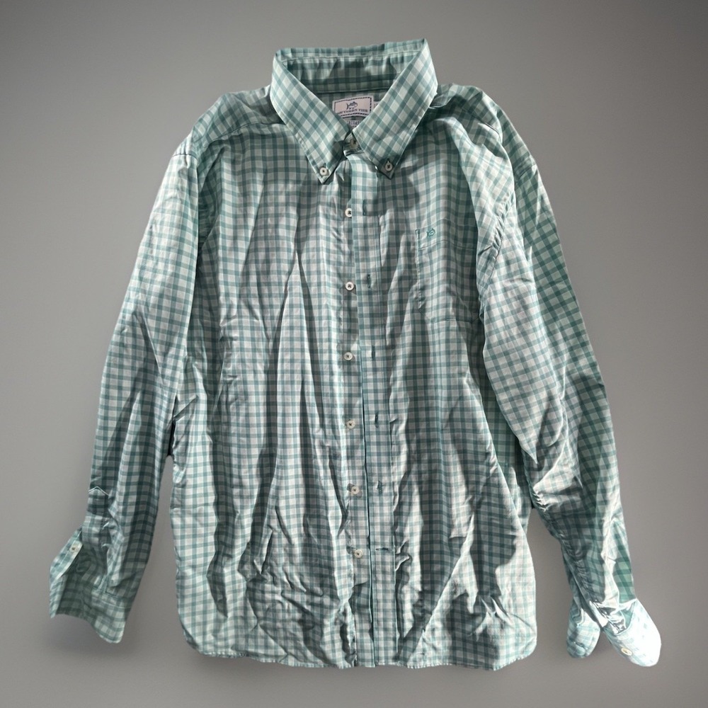 Southern Tide Shirt Mens XL Green Performance Button Down Fishing Outdoors